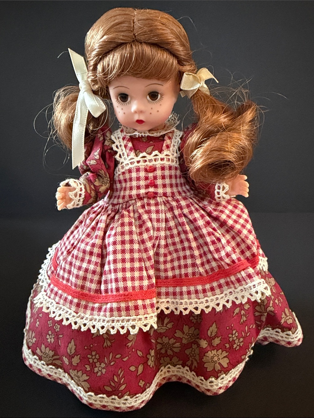 Madame Alexander Red Plaid & Floral Girl Doll with Lace Trim